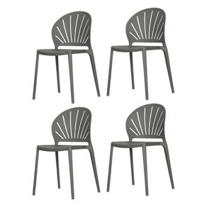 15 Kit 4 Cadeiras Empilhaveis Lane Rivatti 46 cm -Largura- Assento e Base em PP Chumbo